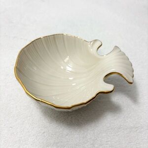 Lenox China Aegean Ivory Porcelain Gold Accent - Candy Nut Dip Bowl Shell Dish